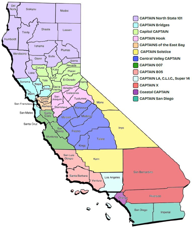 CAPTAIN Regions Map.